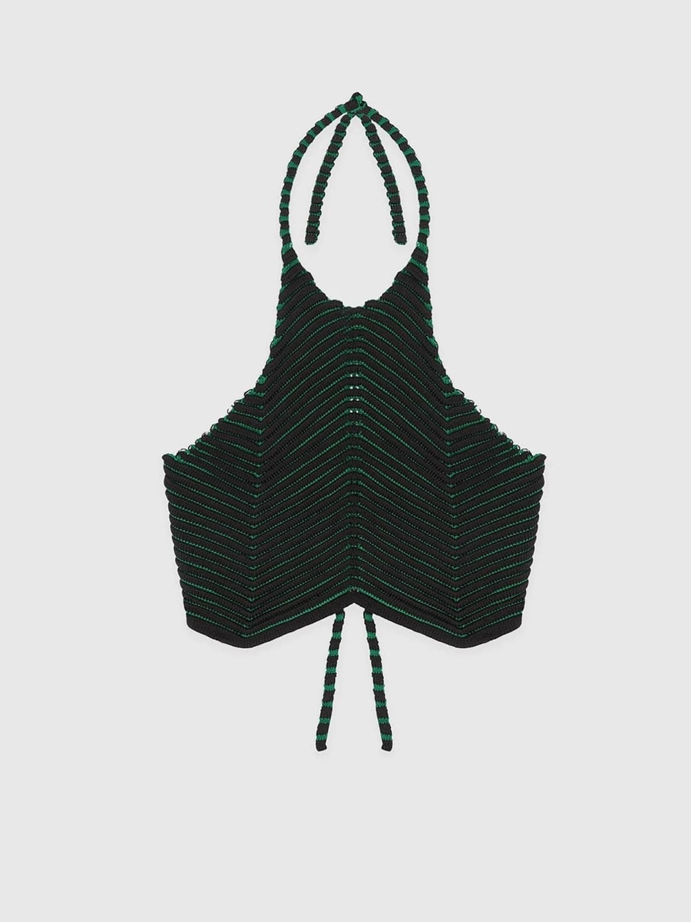 Maniere De Voir Black and Green Halter Crop Top